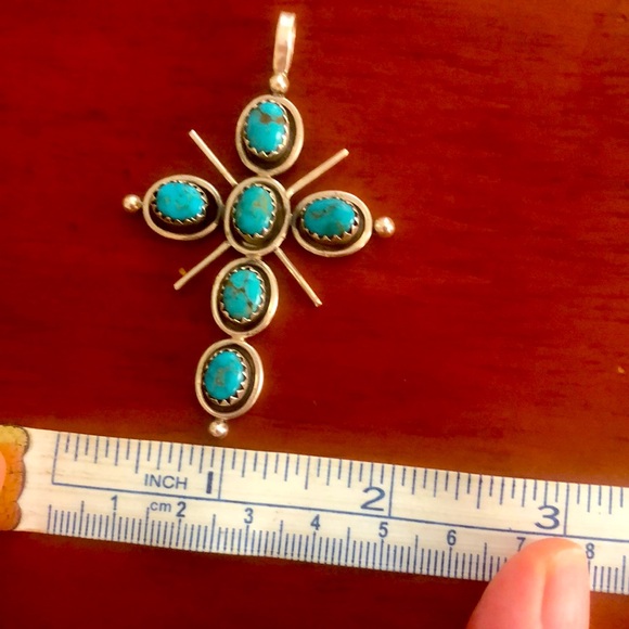 Handmade, Solid, Sterling Silver & Genuine Turqoise Cross! - Picture 5 of 5
